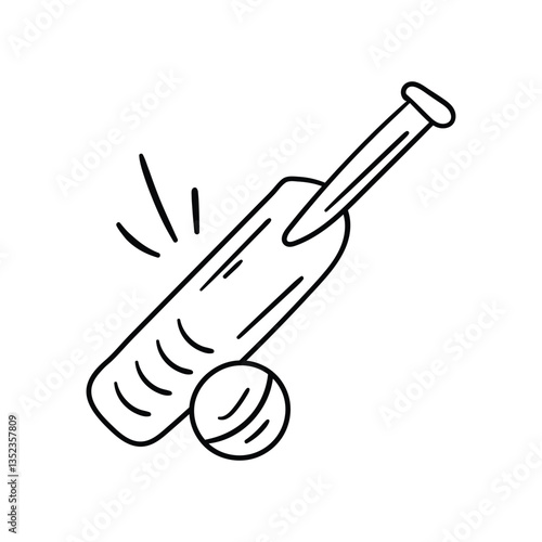 Cricket  line doodle icon with white background vector stock illustration