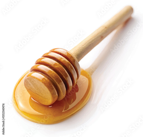 honey dripping from a wooden dipper