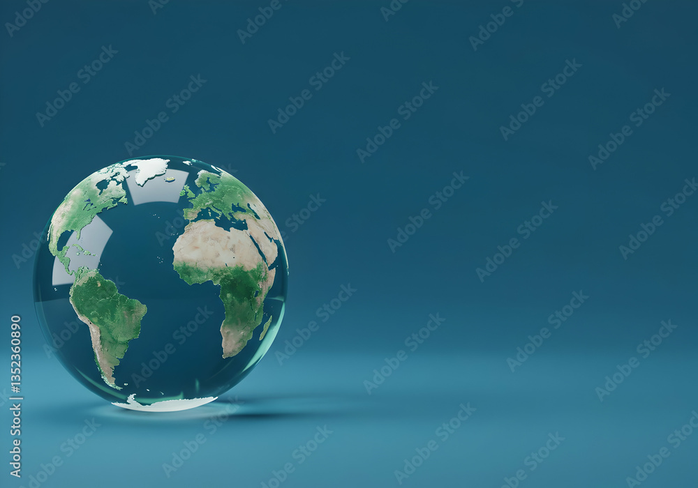 Glass Globe: Serene Earth in Teal Minimalism Glass Globe: Serene Earth in Teal Minimalism
