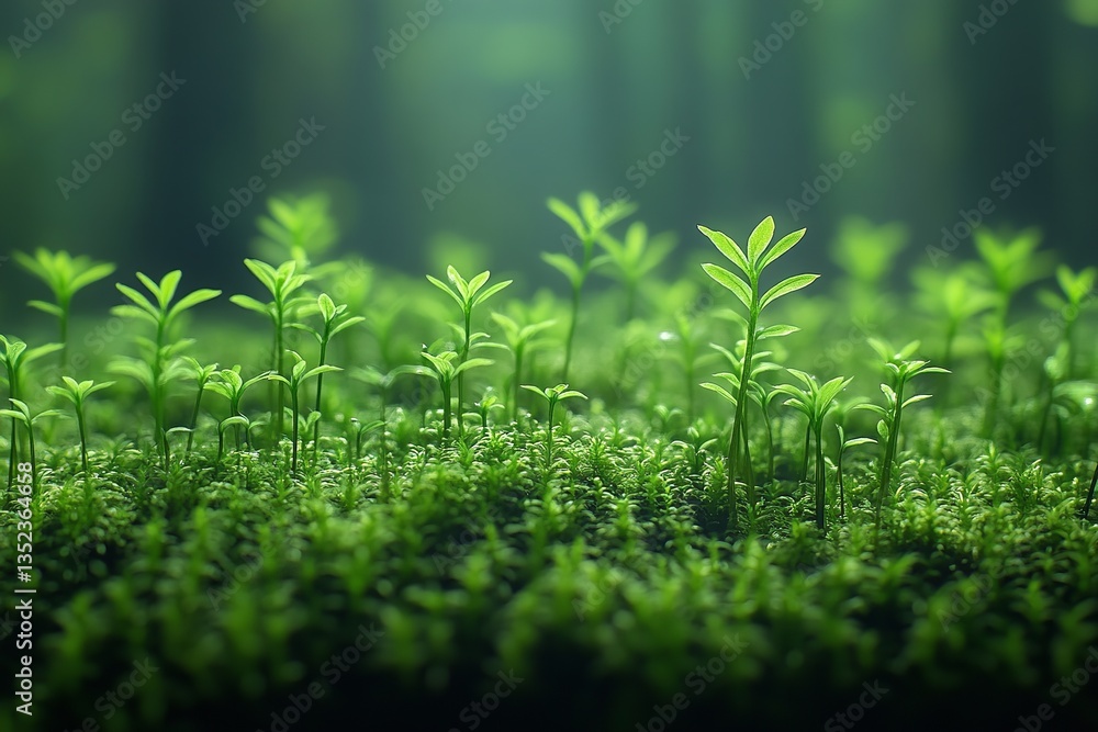 In a forest's shadowed understory, growing moss creates a serene and lush ambiance with its delicate and complex patterns. Generative Ai In a forest's shadowed understory, growing moss creates a serene and lush ambiance with its delicate and complex patterns. Generative Ai