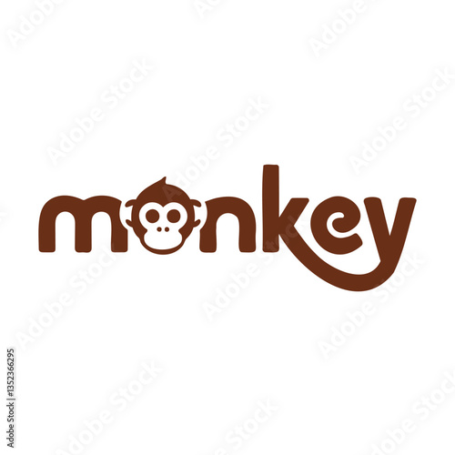 monkey brown head playful typography