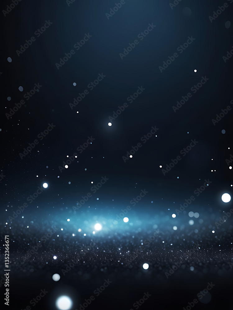 Obraz premium Elegant Blue Bokeh Lights on Dark Background for Festive and Dreamy Design