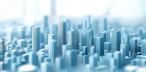 A perspective of an abstract city of many buildings