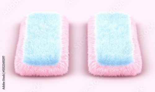 Soft and Cozy Cushions in Pink and Blue Colors Perfect for Home Decor, Relaxation Areas, or Modern Interior Design Themes