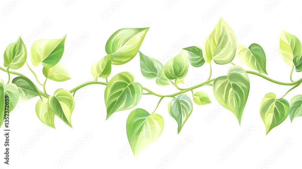 Obraz premium Vibrant Green Leaves on a White Background in Vector Format