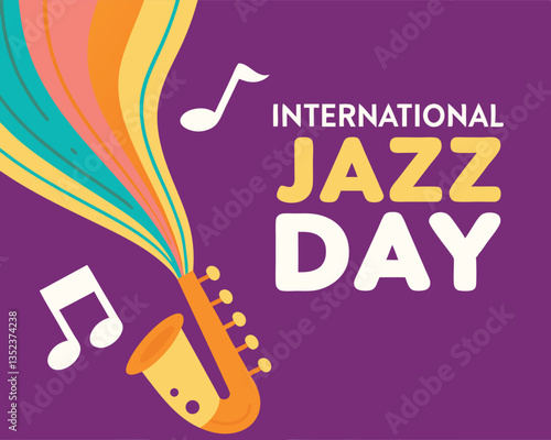 Celebrate International Jazz Day with this vibrant saxophone and musical notes design