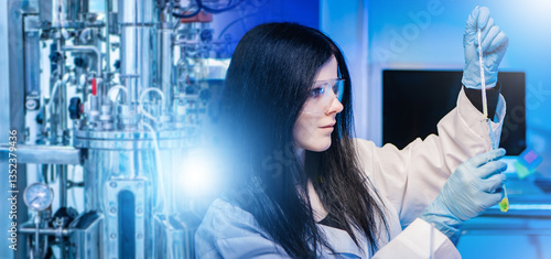 Woman near chemical laborat...