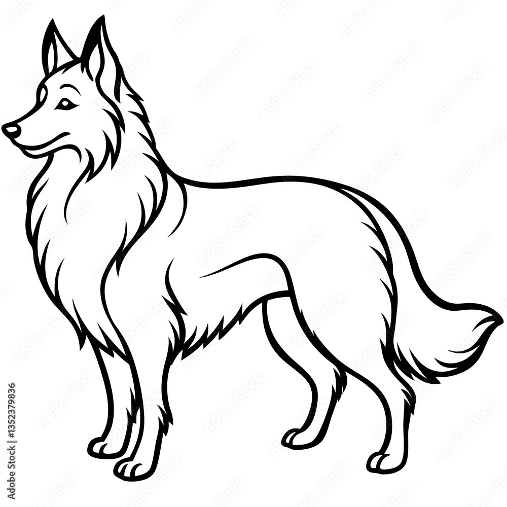 Obraz premium Elegant Canine: A striking black and white illustration of a majestic canine, exuding grace and composure. This artwork celebrates the dog's elegant physique.