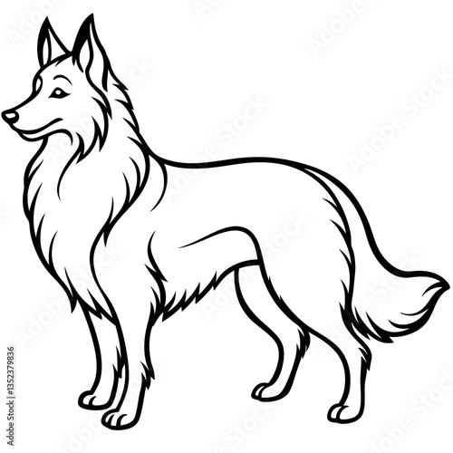 Elegant Canine: A striking black and white illustration of a majestic canine, exuding grace and composure. This artwork celebrates the dog's elegant physique.