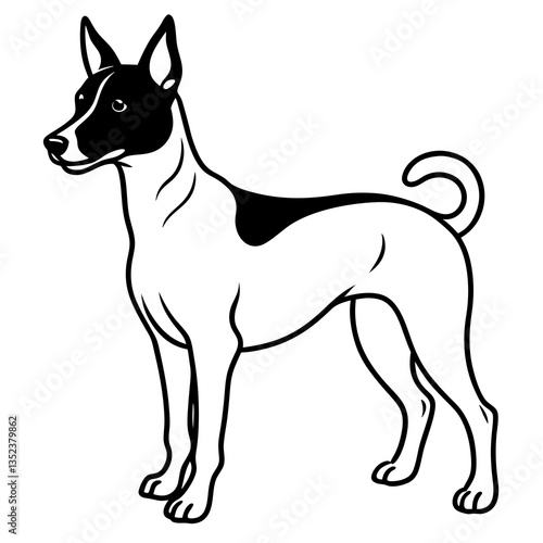 Elegant canine silhouette: A stark, illustrative image presents a sleek dog, characterized by clean lines and a balanced physique, poised and ready.