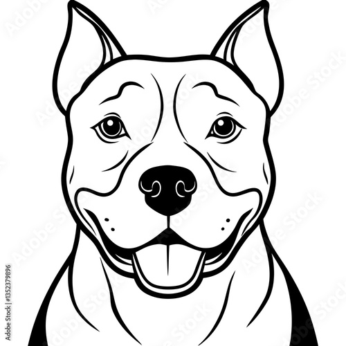 Pitbull Portrait: A striking close-up portrait of a pitbull, capturing its confident and friendly essence with striking lines.