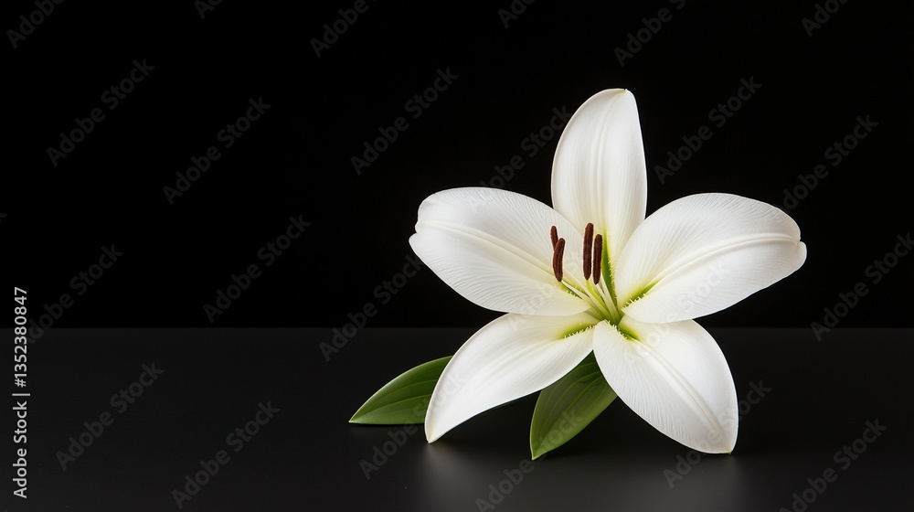 Fototapeta premium Lily flower on black background 