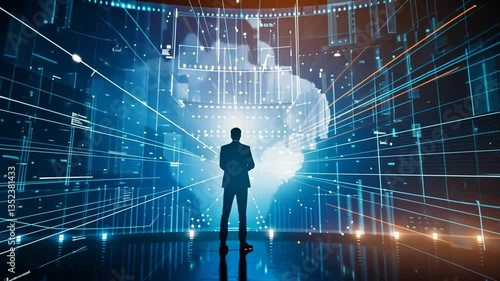 Mensch steht vor digitalem Herz aus Datenpunkten