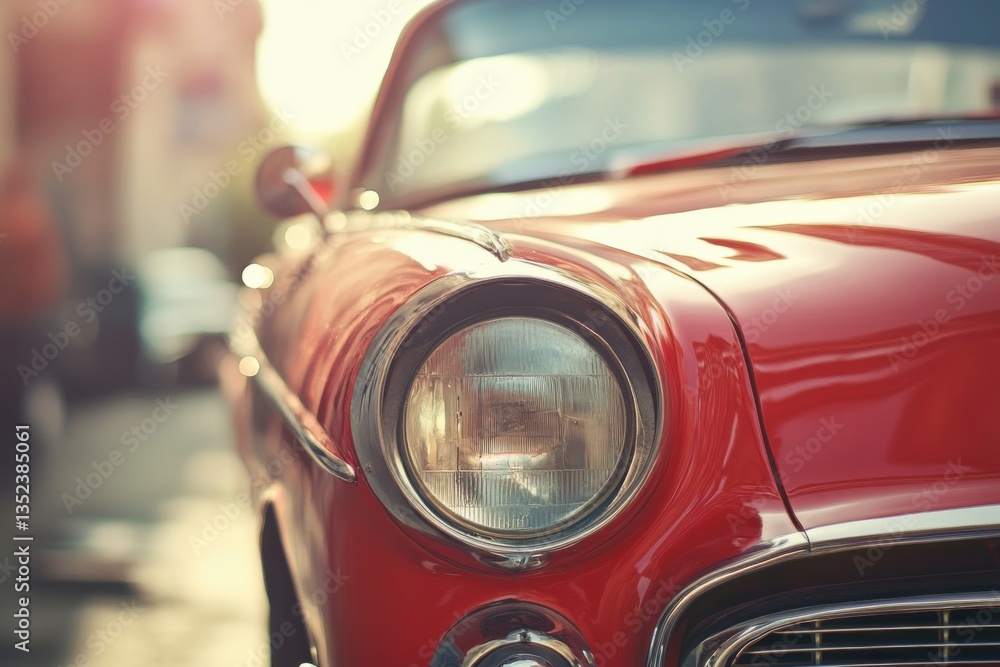 Naklejka premium Vintage car with tilt-shift effect and soft lighting with copy space