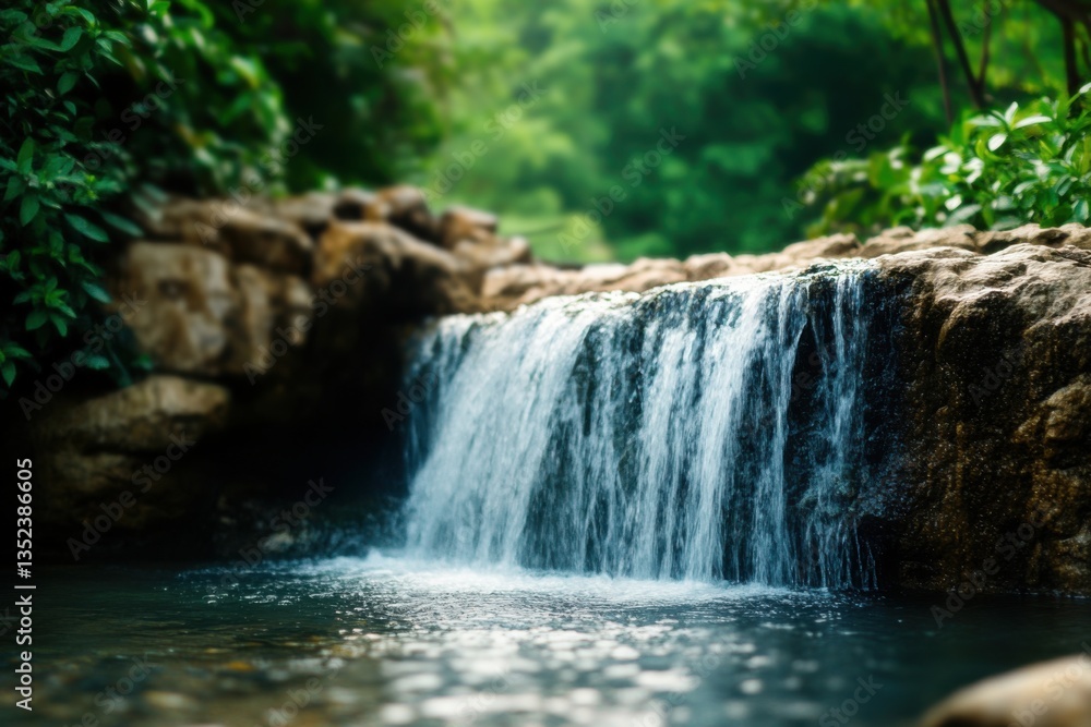 Obraz premium Waterfall in tilt-shift style and soft focus with negative space