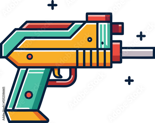 Colorful Laser Gun Vector Icon.
