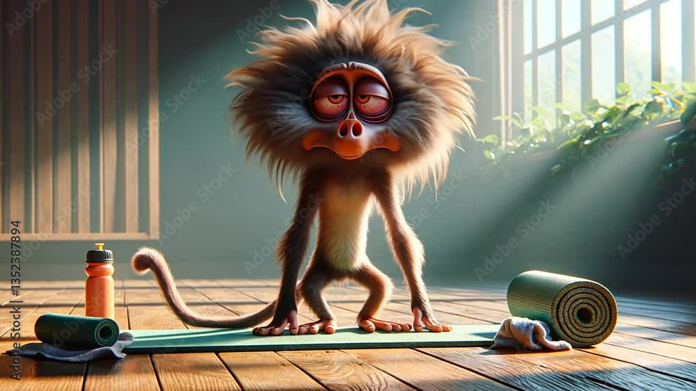 Cartoon Affe schaut überrascht nach oben