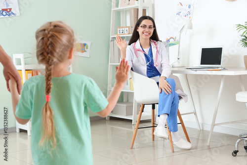 Female pediatrician meeting...