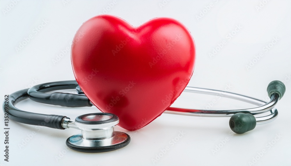 A red heart and stethoscope, symbolizing healthcare and well-being, placed against a neutral background. The heart shape suggests love, health, and vitality. A red heart and stethoscope, symbolizing healthcare and well-being, placed against a neutral background. The heart shape suggests love, health, and vitality.