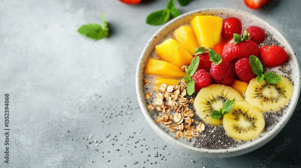 Fresh and Healthy Breakfast Bowl with Fruits and Granola Fresh and Healthy Breakfast Bowl with Fruits and Granola