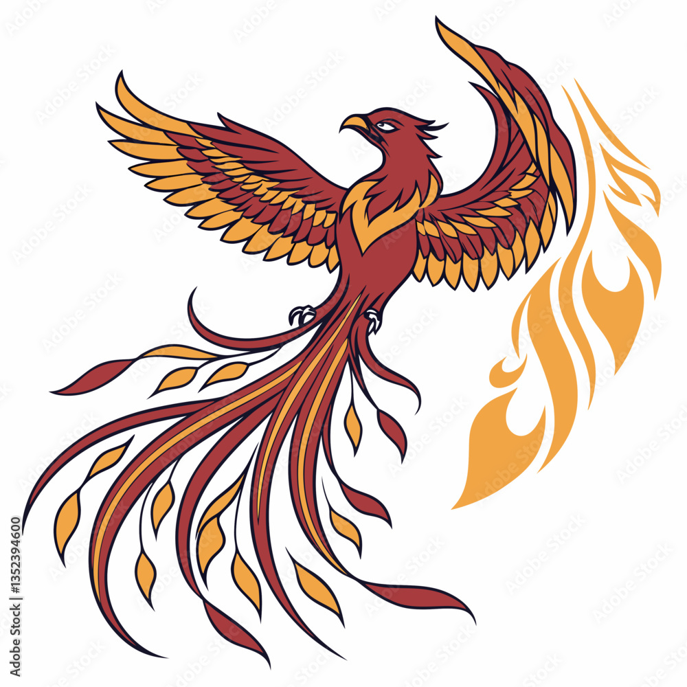 Obraz premium A phoenix logo represents rebirth, resilience, and transformation. Suited for startups, recovery programs, or educational institutions symbolizing growth