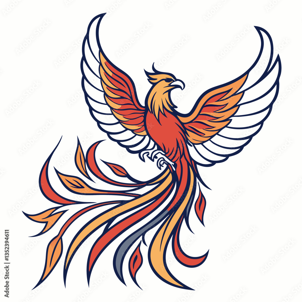 Obraz premium A phoenix logo represents rebirth, resilience, and transformation. Suited for startups, recovery programs, or educational institutions symbolizing growth