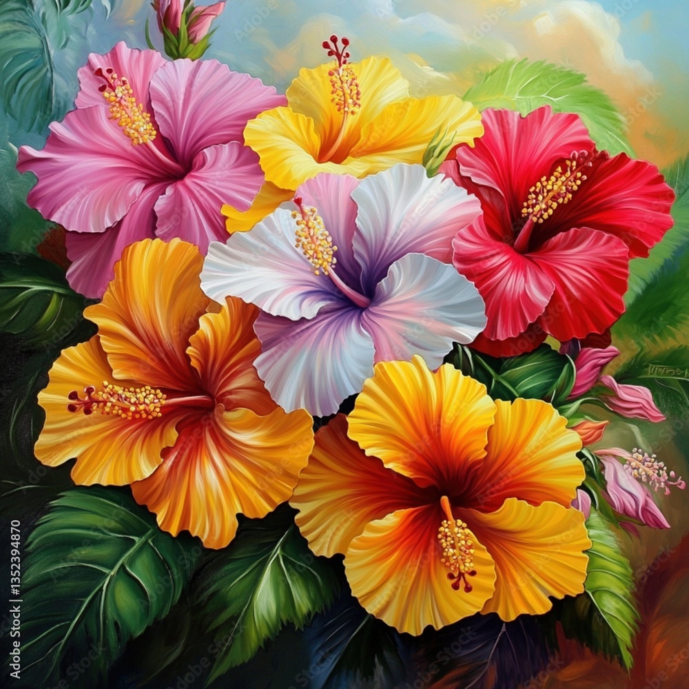 Vibrant hibiscus blossoms in a colorful bouquet (12) Vibrant hibiscus blossoms in a colorful bouquet (12)