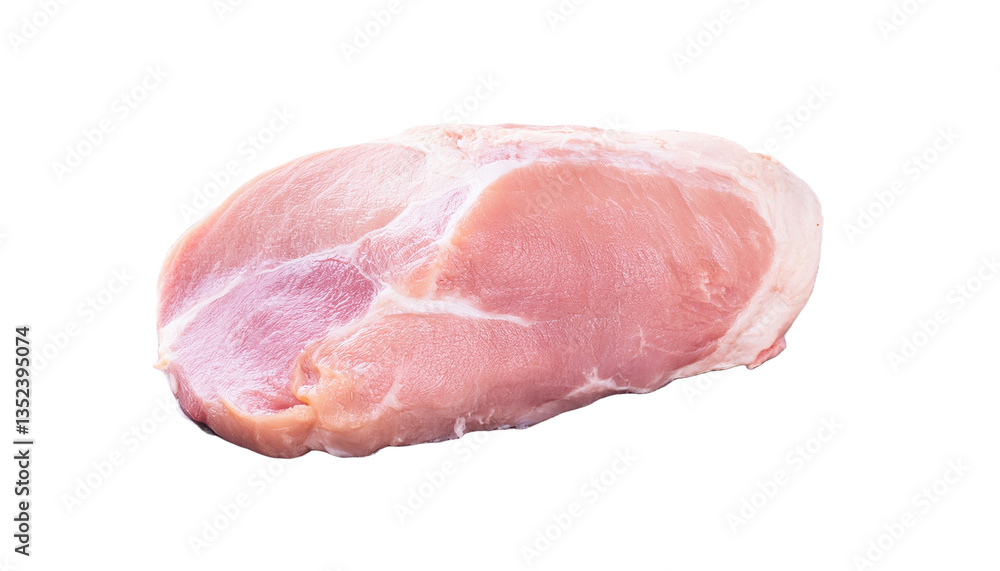 a fresh, raw piece of meat, perfectly cut and ready for preparation. The meat presents a light pink color, with marbling a fresh, raw piece of meat, perfectly cut and ready for preparation. The meat presents a light pink color, with marbling