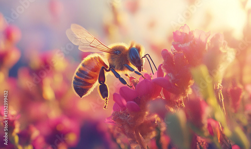 The bee continues its timeless dance with the vibrant flower.