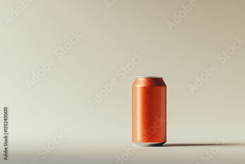 A single orange colored beverage can on a smooth surface