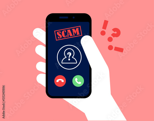 An unknown person scammer calling illustration