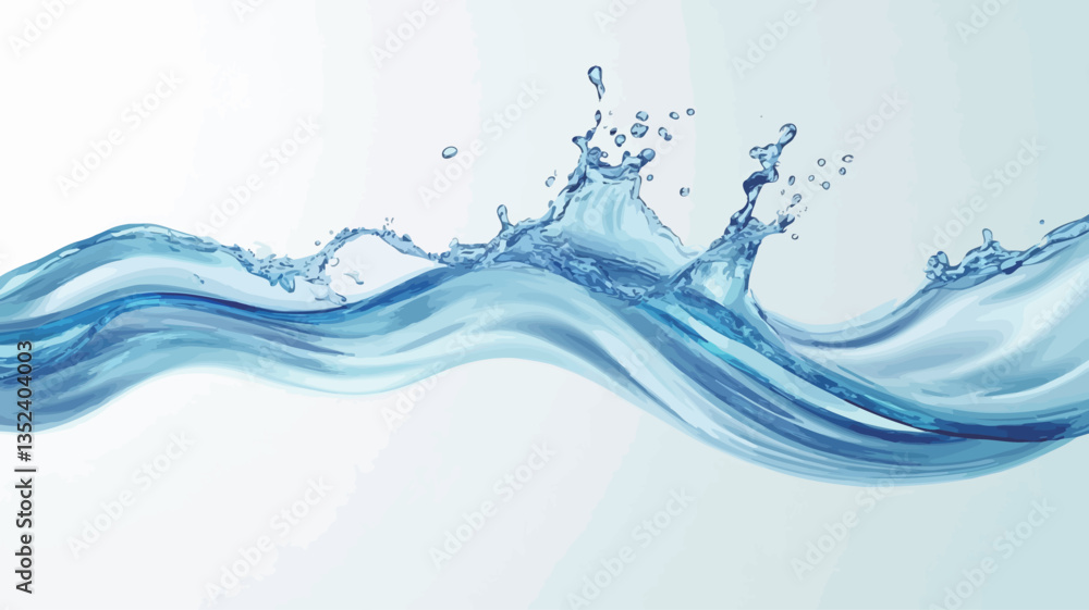 The image depicts a stylized abstract representation of a blue water wave with splashes. The wave is rendered with smooth, flowing lines and variations in blue tones, creating a sense of movement The image depicts a stylized abstract representation of a blue water wave with splashes. The wave is rendered with smooth, flowing lines and variations in blue tones, creating a sense of movement