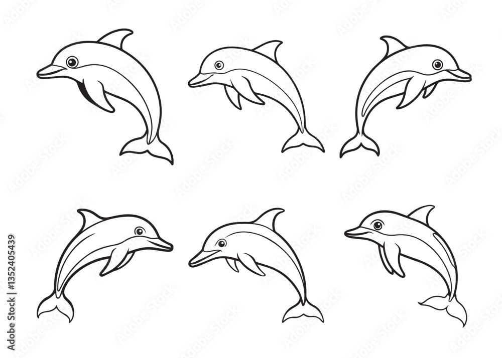 Fototapeta premium Dolphin vector Set