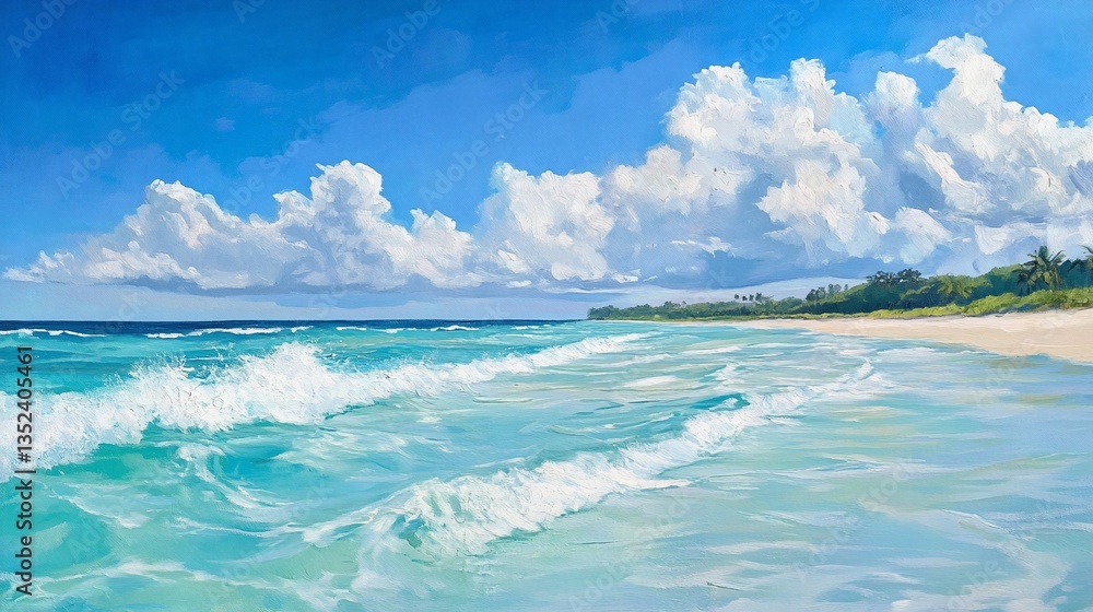 Turquoise Dreams: A Tropical Beach Paradise Under a Sky of Clouds Turquoise Dreams: A Tropical Beach Paradise Under a Sky of Clouds