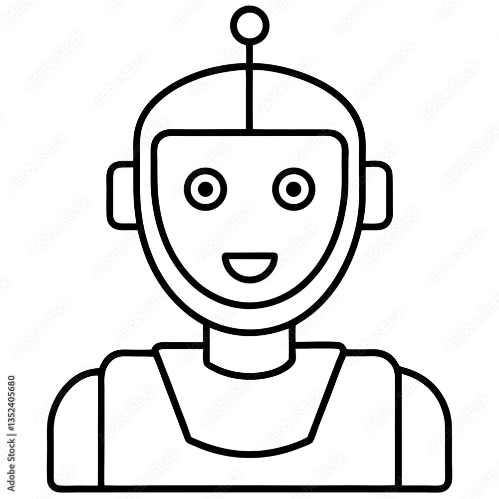 AI Robot Head Line Art Drawing AI Robot Head Line Art Drawing