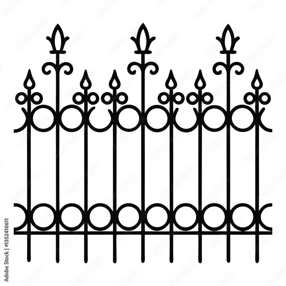 Wrought iron gate and fence design with decorative gates