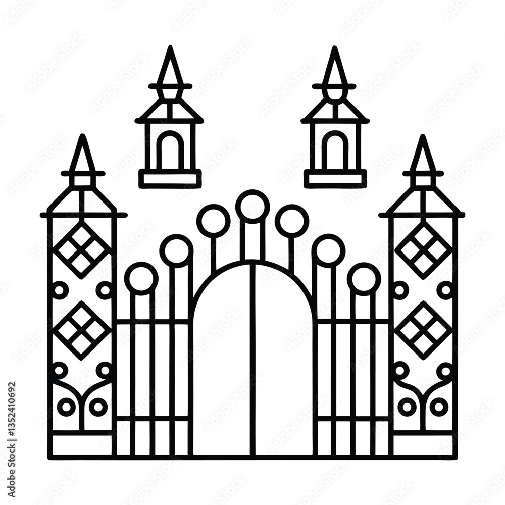 Vector illustration showing old European buildings including a castle a church and a cathedral in a city skyline