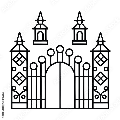 Obraz na płótnie Vector illustration showing old European buildings including a castle a church and a cathedral in a city skyline w salonie