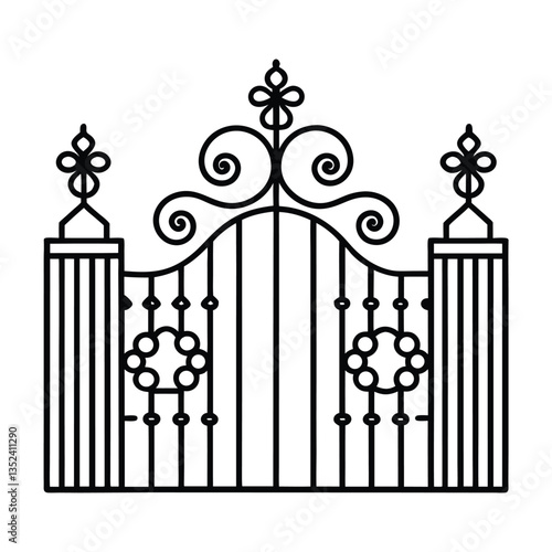 Obraz na płótnie Vintage wrought iron gate floral vector design w salonie