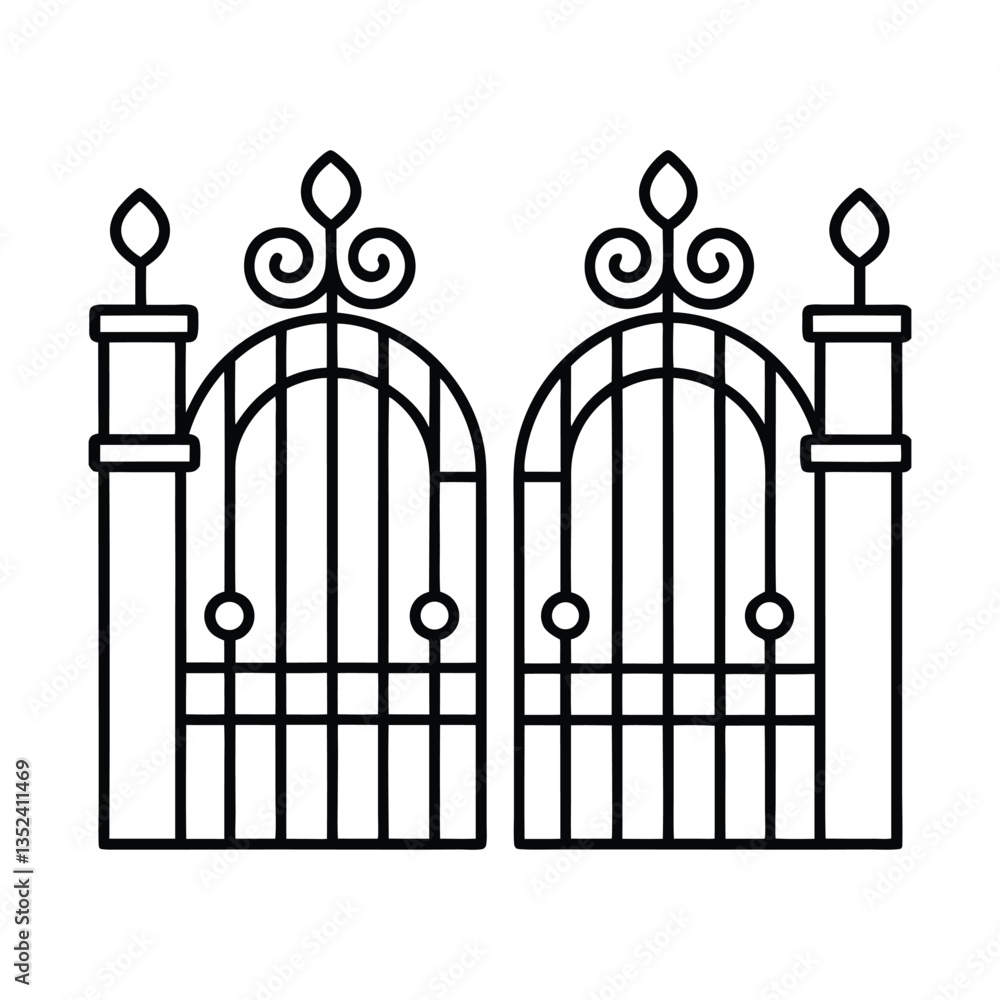 Vintage wrought iron gates and fence design