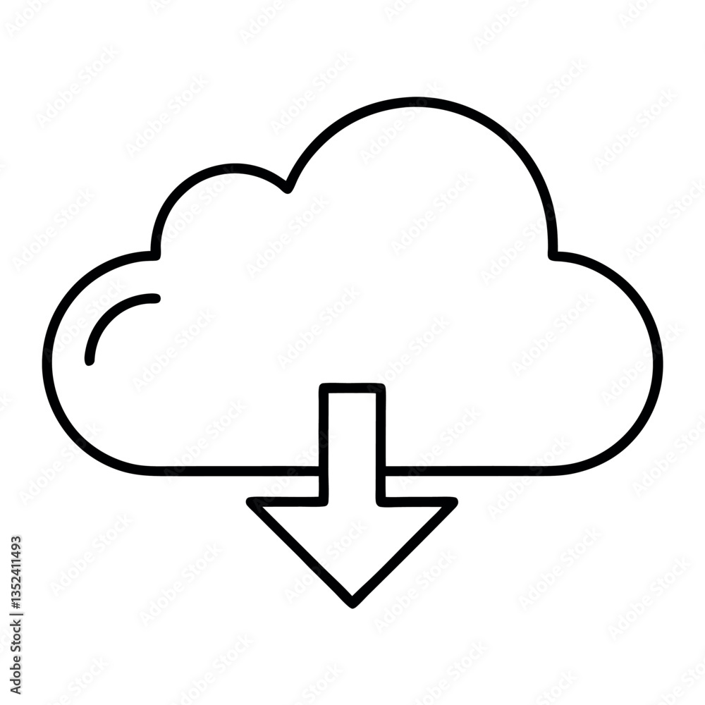 Minimalist Line Art Icon of a Cloud with an Arrow – Cloud Storage & Upload Symbol Minimalist Line Art Icon of a Cloud with an Arrow – Cloud Storage & Upload Symbol