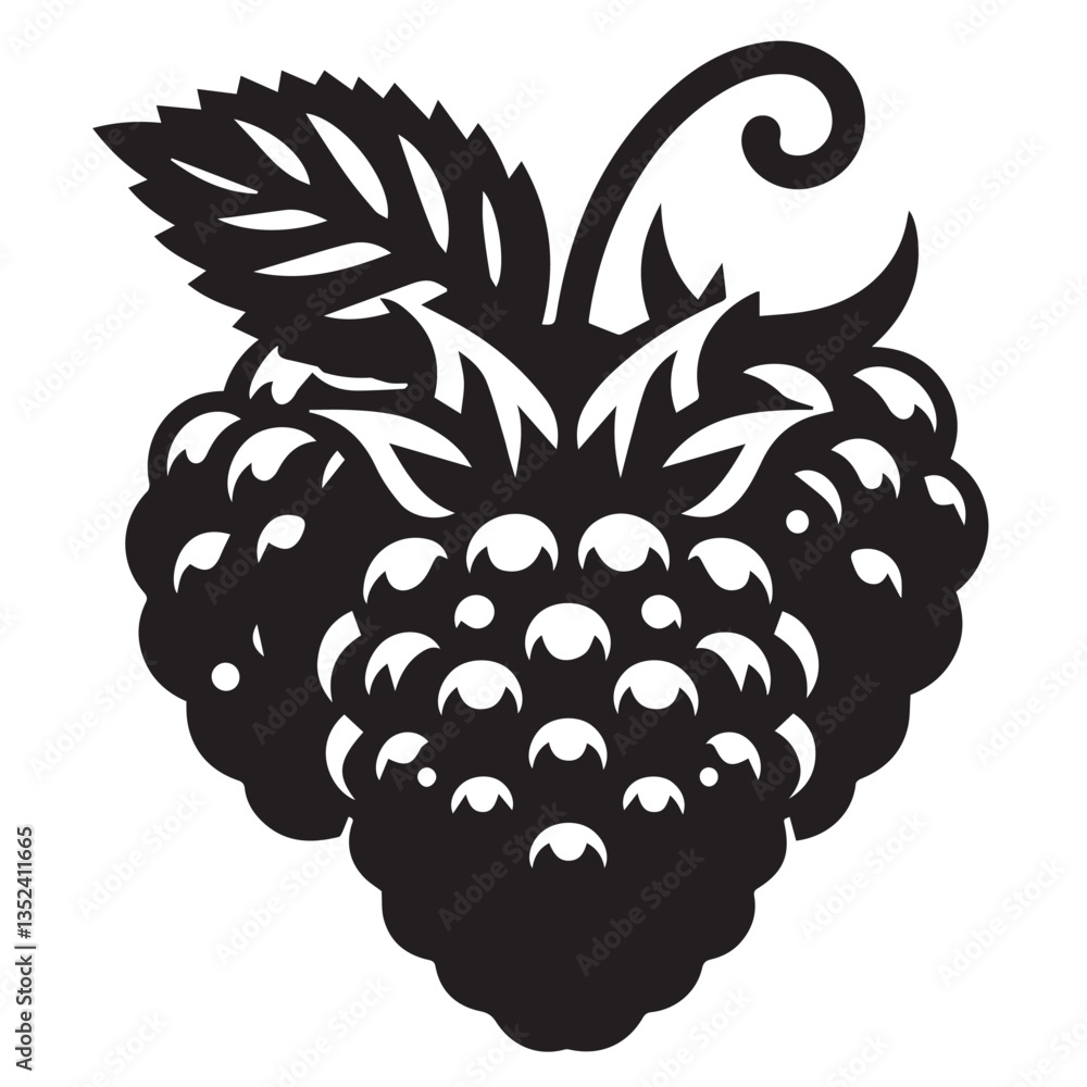 Fototapeta premium Blackberry silhouette black and white vector icon