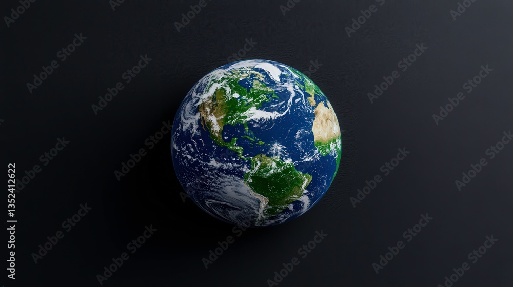 Beautiful Earth Globe with Vibrant Blue Oceans and Lush Green Landmasses on Dark Background Showcasing Planet's Richness and Diversity Beautiful Earth Globe with Vibrant Blue Oceans and Lush Green Landmasses on Dark Background Showcasing Planet's Richness and Diversity