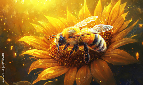 The bee thrives in harmony with the sunflower’s beauty.