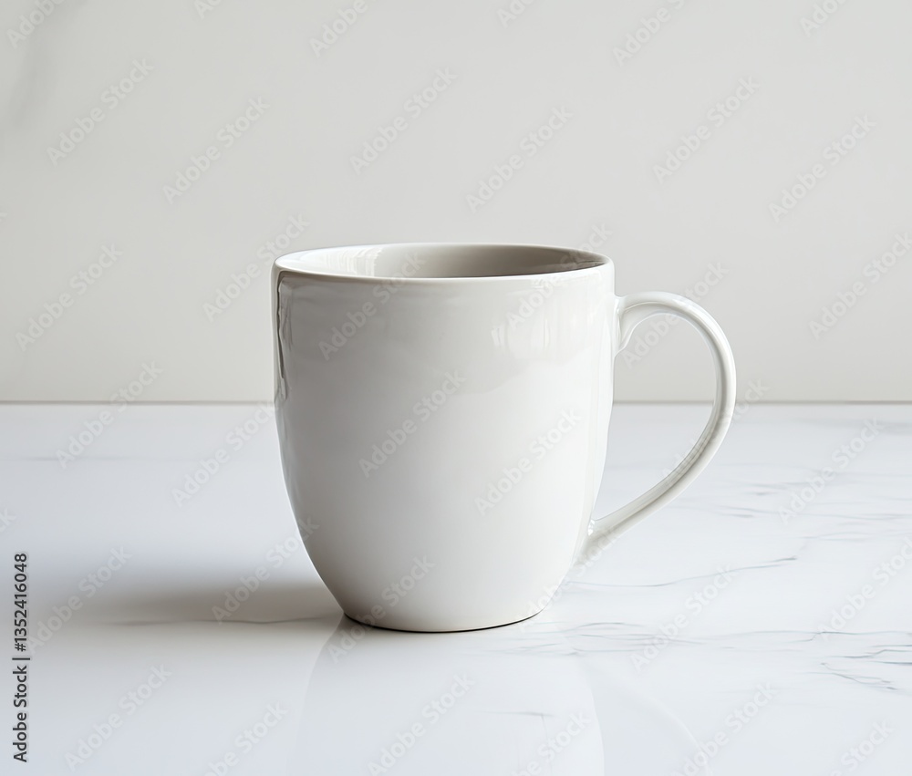 Obraz premium Empty white mug on a marble surface