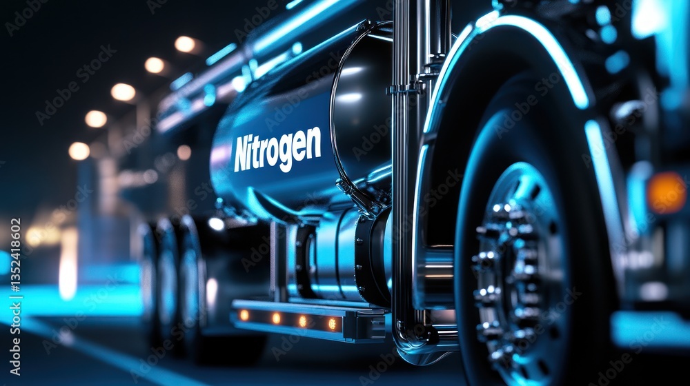Obraz premium Nitrogen Tanker Truck at Night