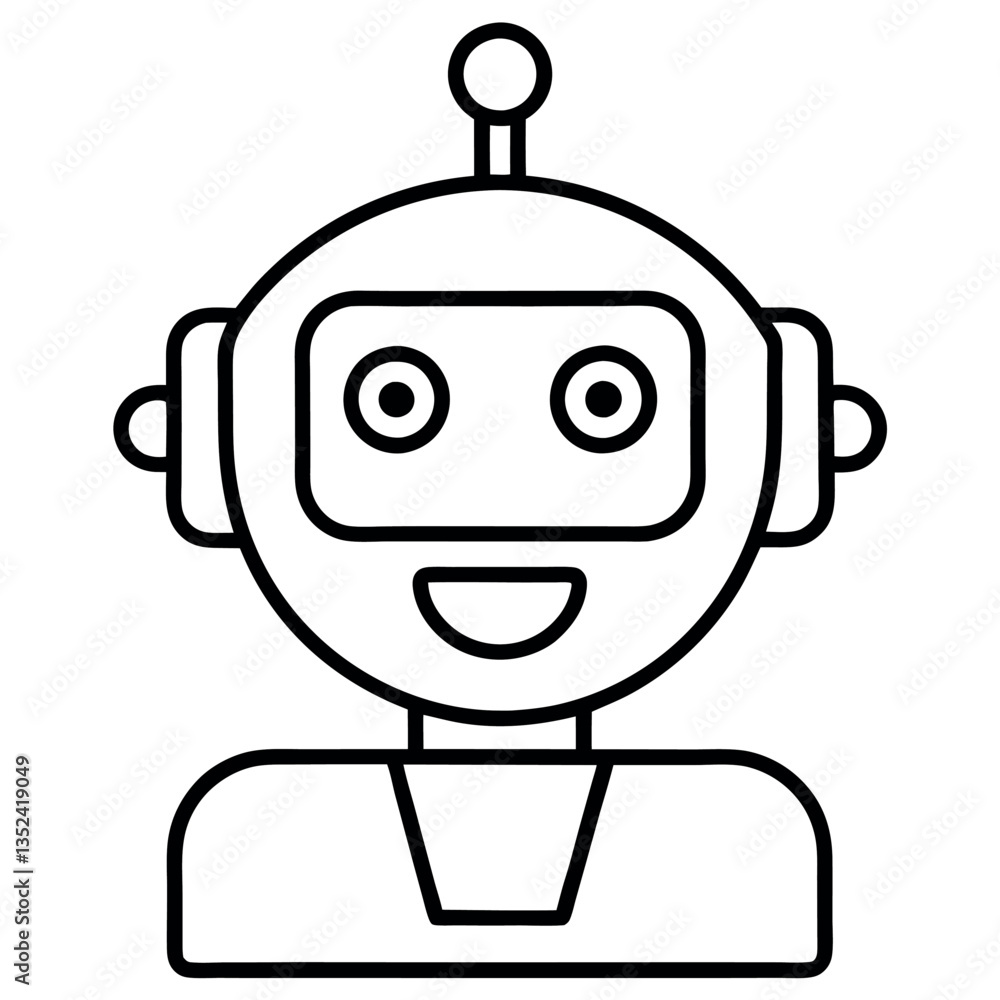 Professional Vector Icon of a Robot Head – Artificial Intelligence & Technology Symbol Professional Vector Icon of a Robot Head – Artificial Intelligence & Technology Symbol