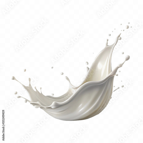 abstract 3d  splash of milk wave swirls or diary milk splashes, flying milk on the air cut out isolated on white background