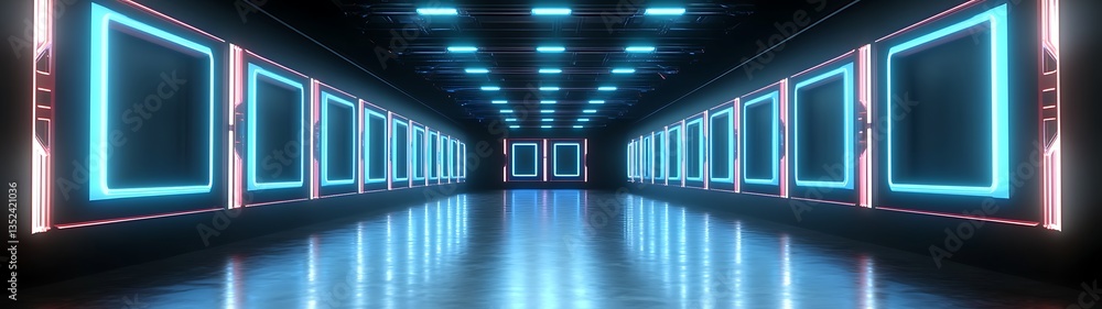 Neon Corridor with Futuristic Glow. Neon Corridor with Futuristic Glow.