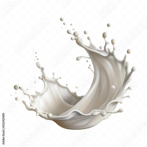 abstract 3d  splash of milk wave swirls or diary milk splashes, flying milk on the air cut out isolated on white background